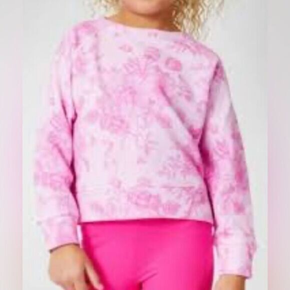 NWT Terez Kids Girls Pink Floral Sweatshirt - Size 14 - Picture 1 of 5